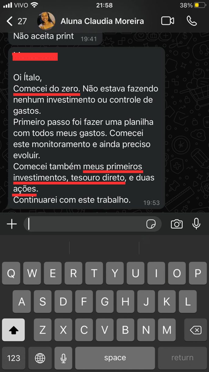 Depoimento de cliente